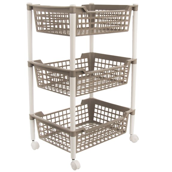 Regál UH 3 patra na kolečkách šedo-bílá