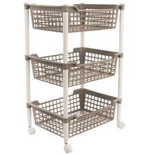 Regál UH 3 patra na kolečkách šedo-bílá