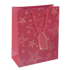 Taška papír dárková hvězda 26x12x32 cm červená