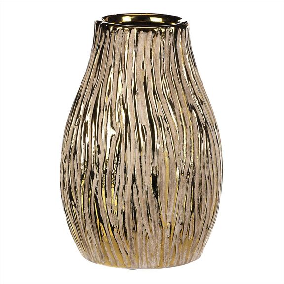 Obal keramický - tvar baňky, barva zlatá