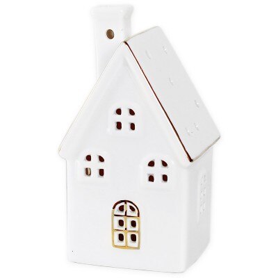 Domek svícen porcelán 17,3cm bílá