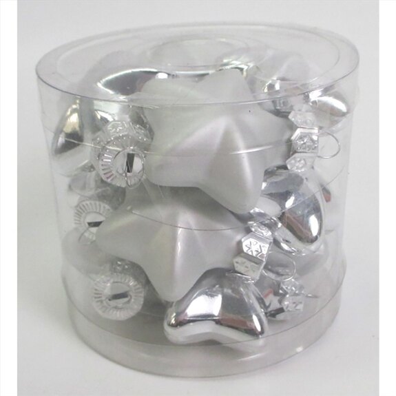 Ozdoby skleněné-tvar hvězdy,stříbrné, pr. 4cm, cena za 1 balení (12 ks)