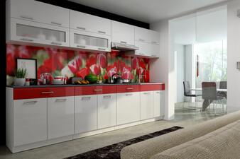 Kuchyňská linka Falco Karen 300 bílý lesk/červený pruh