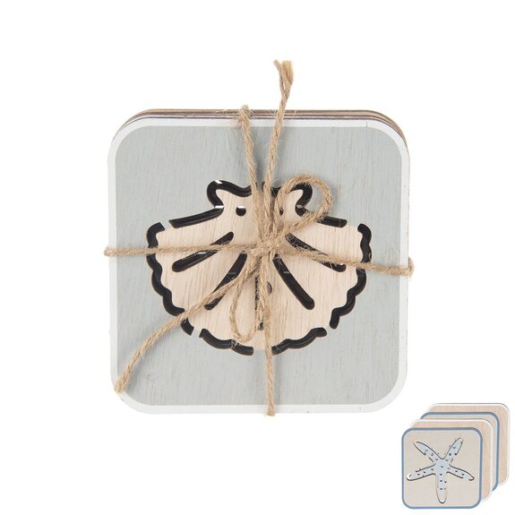 Podtácek dřevo SEA 10x10 cm 4 ks mix