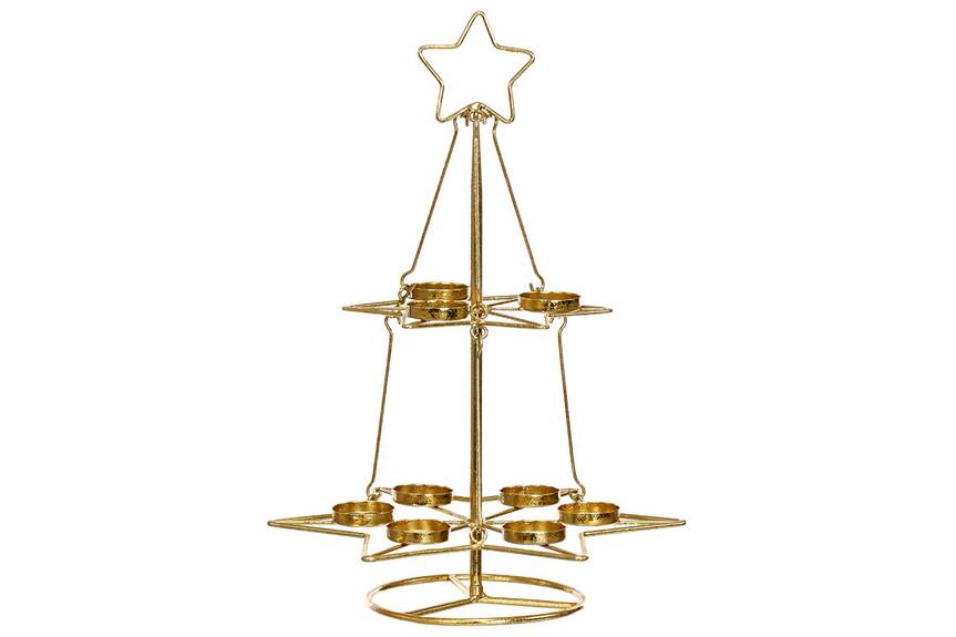 Kovový svícen ve tvaru stromku UM0241