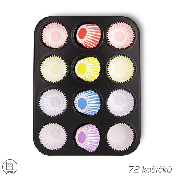 Forma kov muffiny 12+košík cuk. papír 72 ks