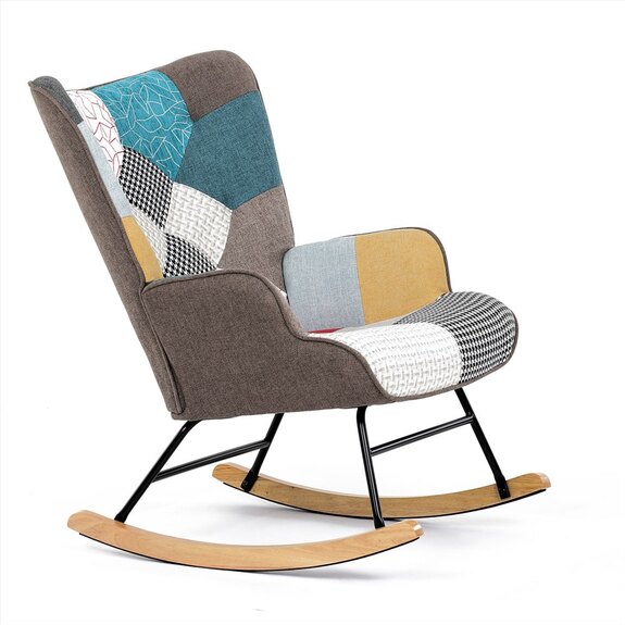 Křeslo houpací AK-374 PW2 potah patchwork látka