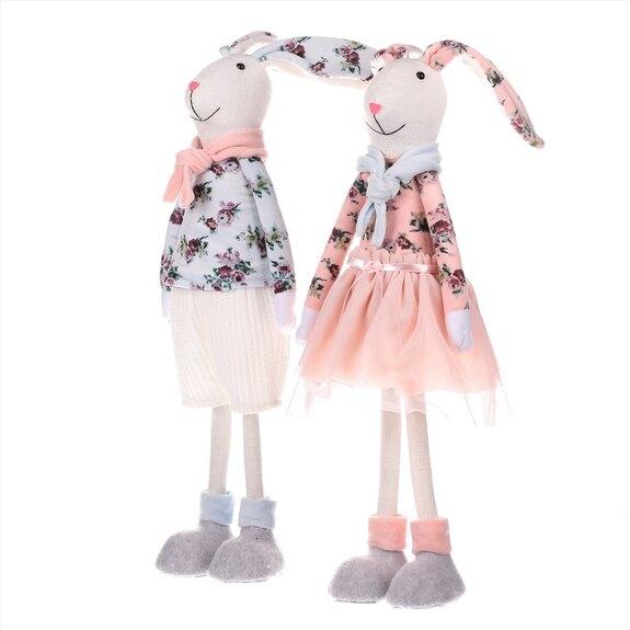 Zajíc a zaječice stojící, látková dekorace. Mix 2 druhů ZM9002