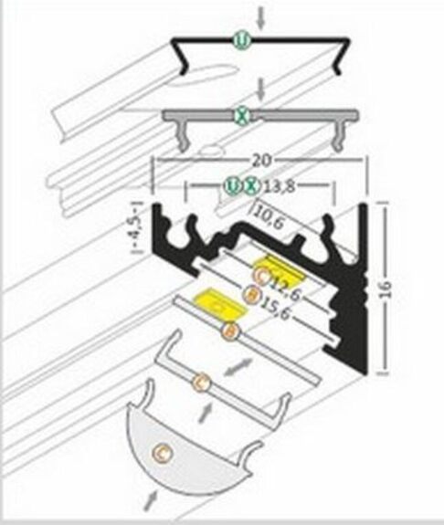 Profil WIRELI60 CORNER BC/UX bílý komaxit 2m (metráž)