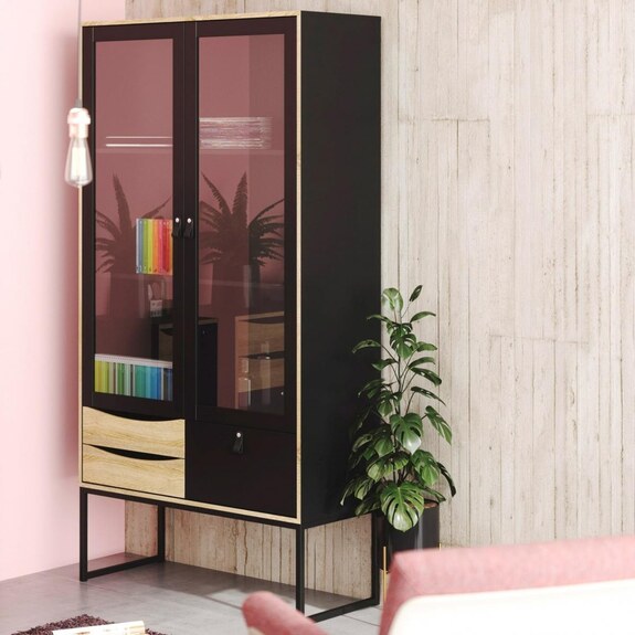 Vitrína Falco Sheba 201 černá MAT/sonoma