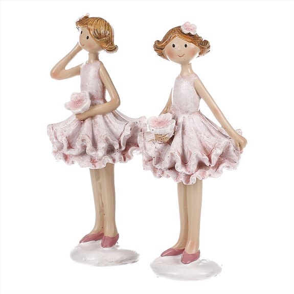 Dívka v sukni, mix 2 druhů, růžová barva, polyresin.