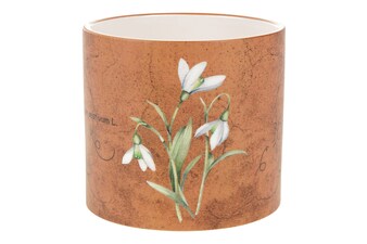 Obal keramický kulatý D2020, hnědý se sněženkou