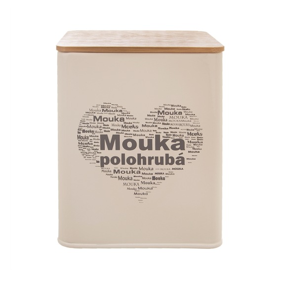 Dóza plech/dřevo 11,5x11,5x14 cm Mouka pol. SRDCE