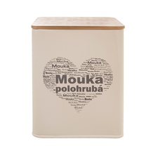 Dóza plech/dřevo 11,5x11,5x14 cm Mouka pol. SRDCE