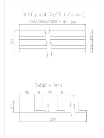 Dekorační obkladový SLAT panel 35-18 celomasiv