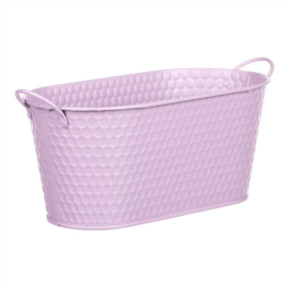 Obal kovový - truhlík,  ve světle fialové barvě.