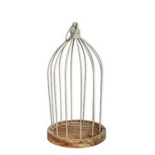 Klec kov/dřevo 33,5cm bílá