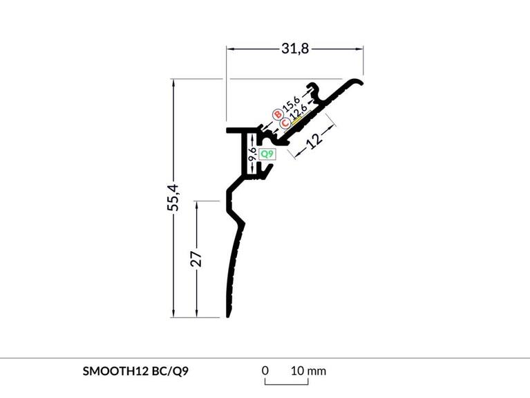Profil WIRELI SMOOTH12 BC/Q9 hliník surový, 2m (metráž)