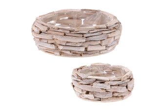 Obal aranžérský - vyrobený z různých kousků dřevin, sada 2ks.