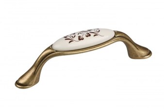 Úchytka TULIP Margarita starozlatá/porcelán/motív