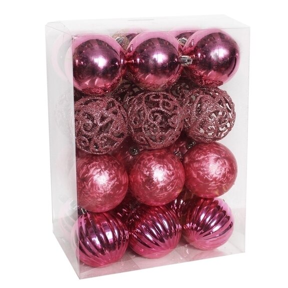 Baňky pvc 24ks/8cm růžová