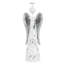 Anděl kovový, s LED svíčkou, barva bílá.