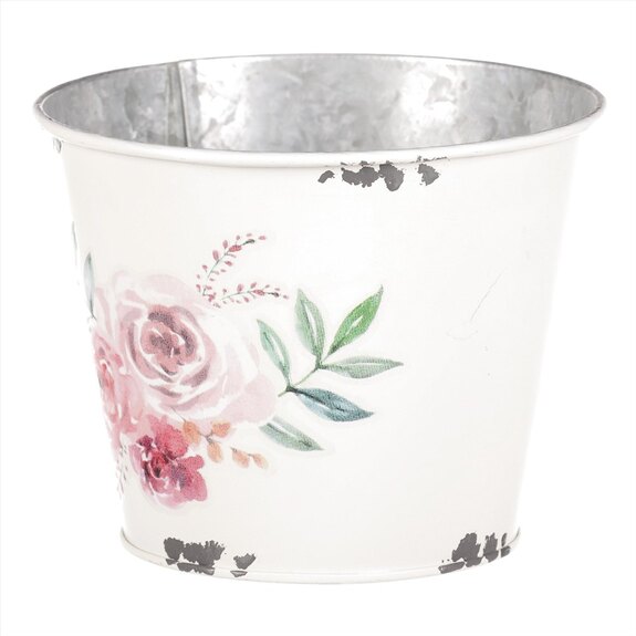 Kovový obal na květiny, design s růžemi OK6384-S