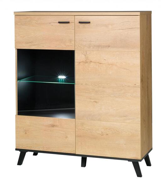 Vitrína Jocker Falco R4 dub lefkas/černá