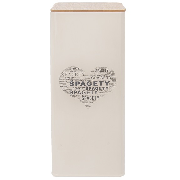 Dóza plech/dřevo 11,5x11,5x28,5 cm Špagety SRDCE