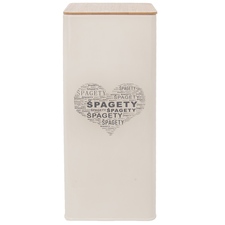 Dóza plech/dřevo 11,5x11,5x28,5 cm Špagety SRDCE