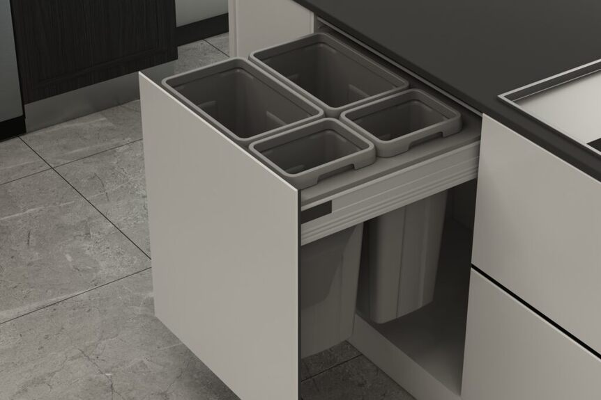 Odpadkový 4-koš Elegance, 2x27 + 2x9 l, 562-568x506x570, K60-šedý plast