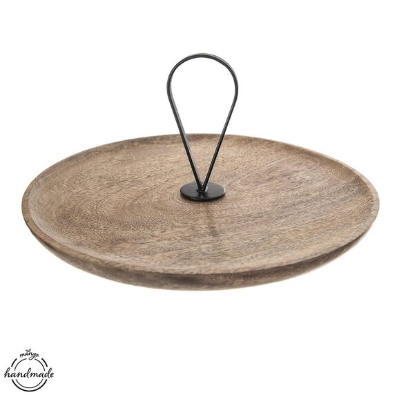 Podnos dřevo/kov úchyt MANGO pr. 30 cm