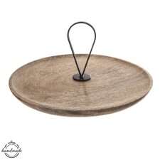 Podnos dřevo/kov úchyt MANGO pr. 30 cm