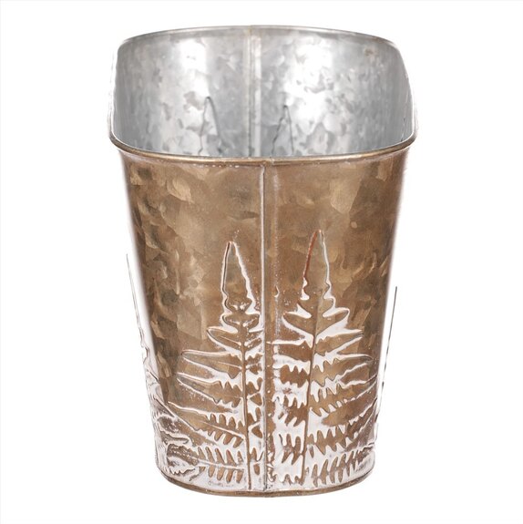 Truhlík z kovu na květiny s kapradím OK6365