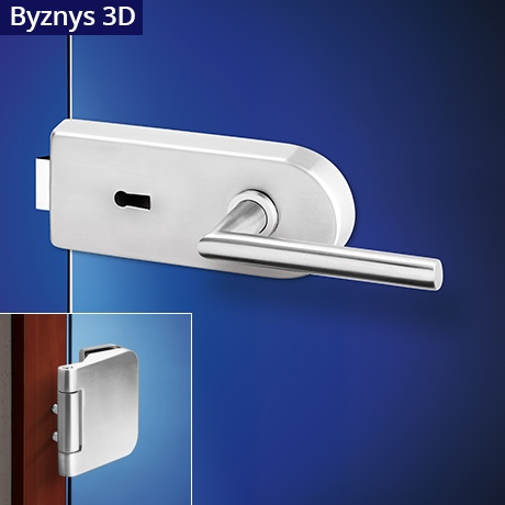 Dora Byznys kování na skleněné dveře OV + 3D nerez