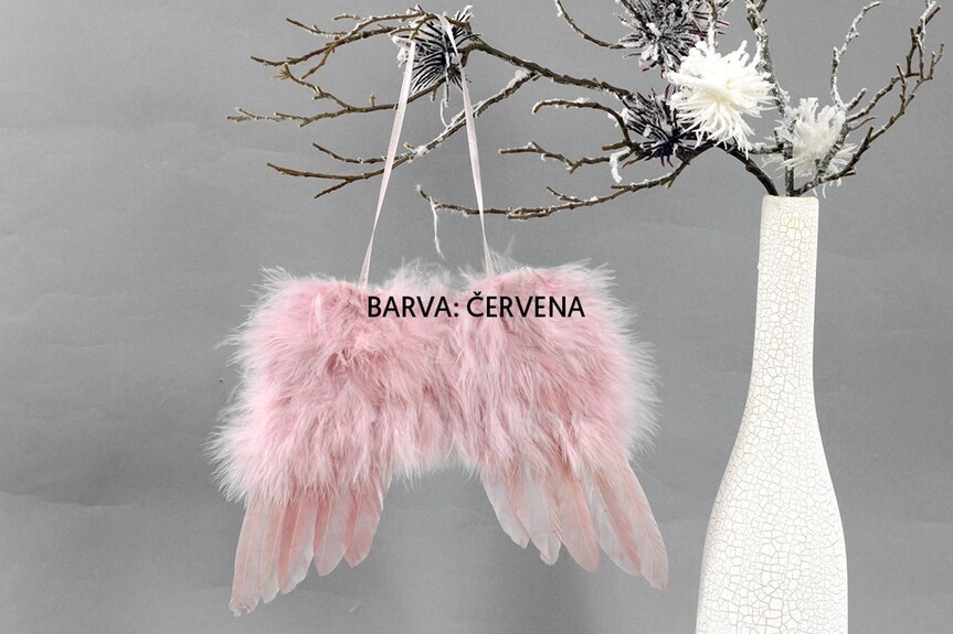 AK6110-RED Andělská křídla z peří , barva červená,  cena za 4ks