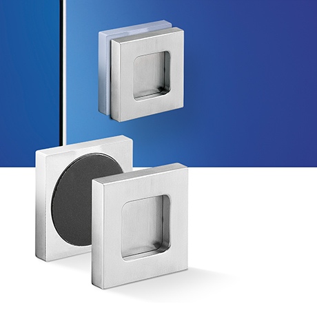 Mušle na skl. posuv. dveře 70x70mm samolepící nerez