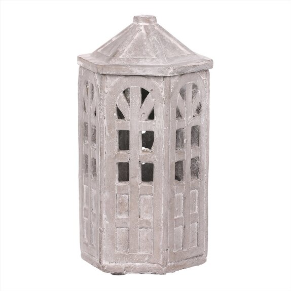 Domek betónový na čajovou svíčku - zahradní svícen.