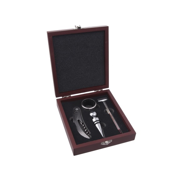 Sada na víno nerez/dřevo 4 ks