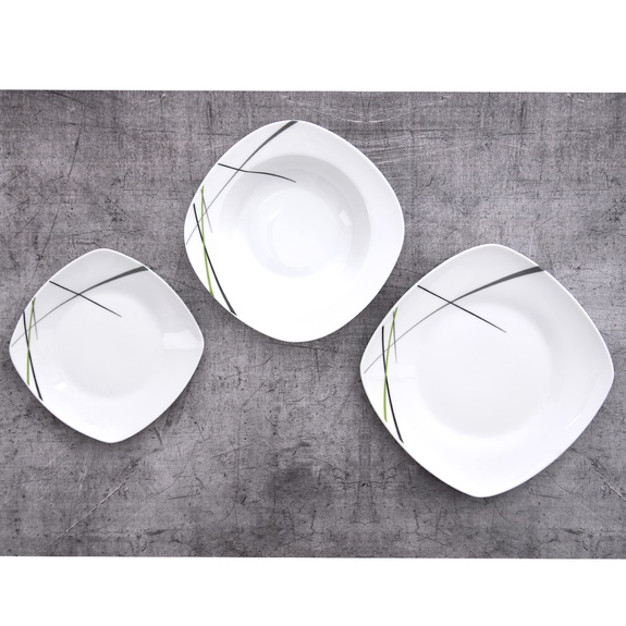 Sada jídelní porc. Green hranatá 18 ks