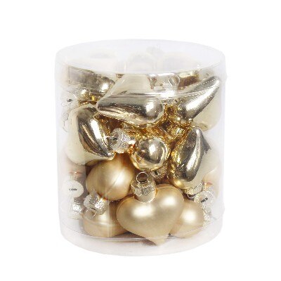 Srdce sklo 24ks/4cm šampáň