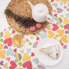 Ubrus-běhoun papír SRDCE 180x40 cm