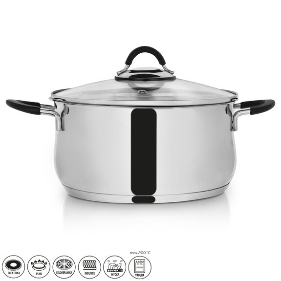 Kastrol nerez DALIE 5,3 l poklice sklo