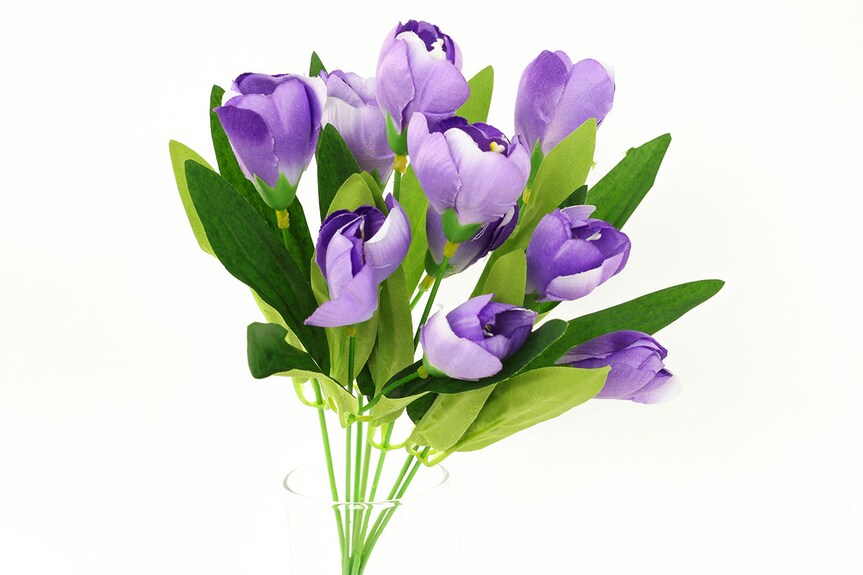 Krokusy puget, mix barev (žlutá,bílá,fialová). Květina umělá.