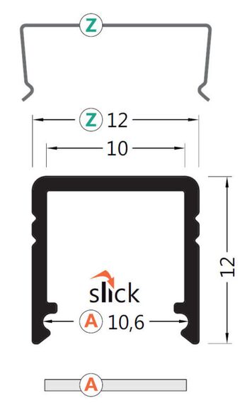 Profil WIRELI SMART10 A/Z černá anoda 2m (metrá