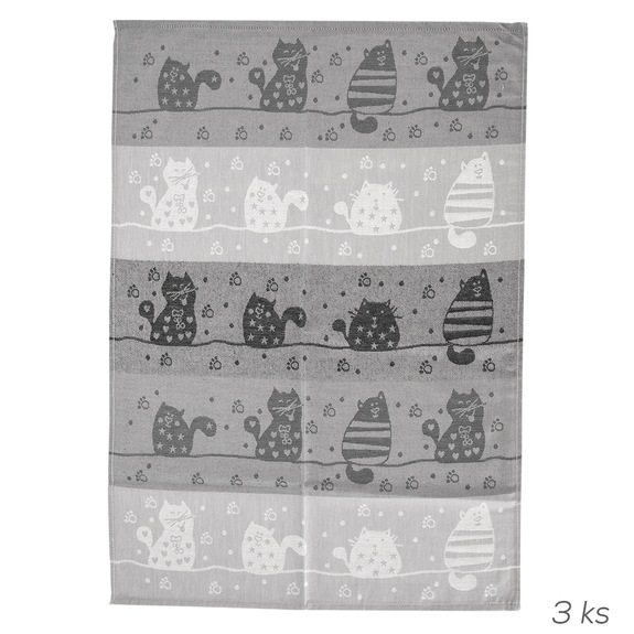 Utěrka kuch. bavlna kočky 3 ks