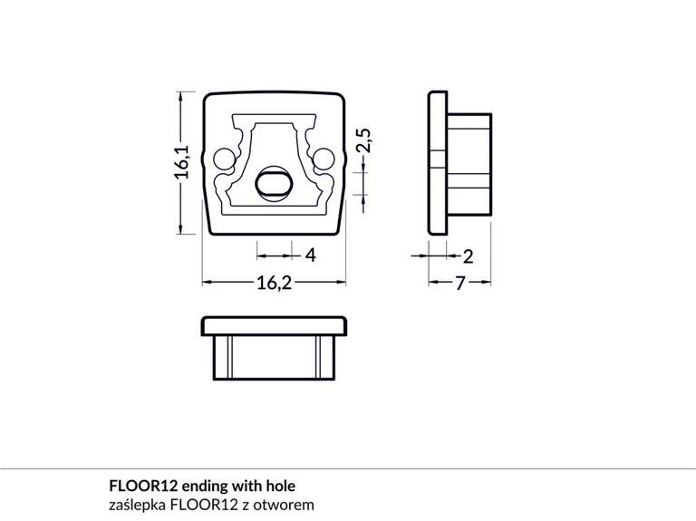Koncovka WIRELI FLOOR12 šedá s otvorem, pár