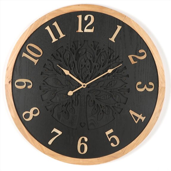 Hodiny nástěnné - strom života, MDF, černé, 60 cm
