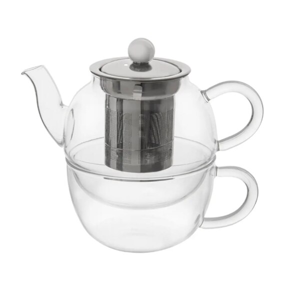 Čajová souprava borosil. sklo+nerez filtr 2 ks