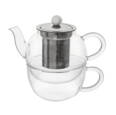 Čajová souprava borosil. sklo+nerez filtr 2 ks